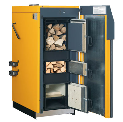 Example of a log-fired biomass boiler (Source: Green Square).